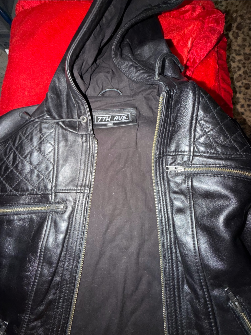 Womenâs Black Quilted Leather Hooded Jacket
